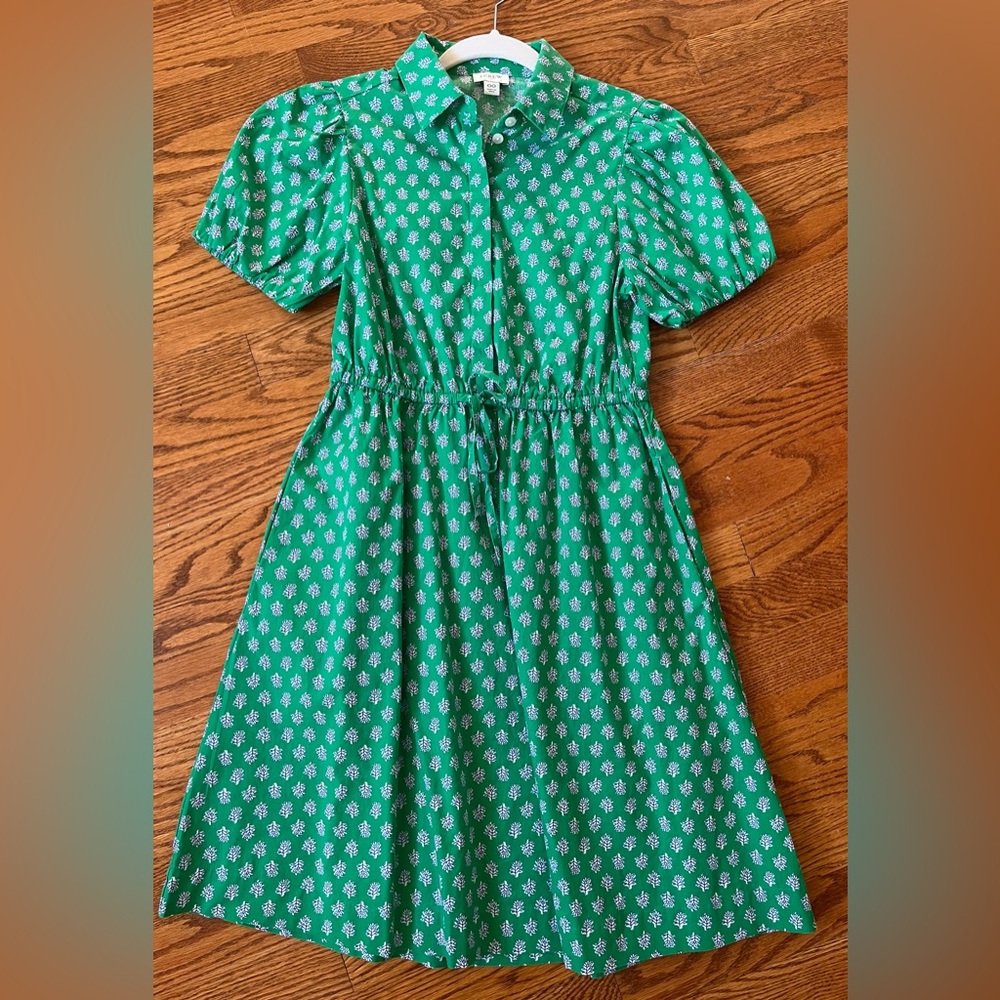 J.Crew green and white floral dress